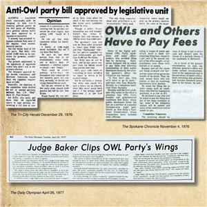 Headlines about legislation against OWL party